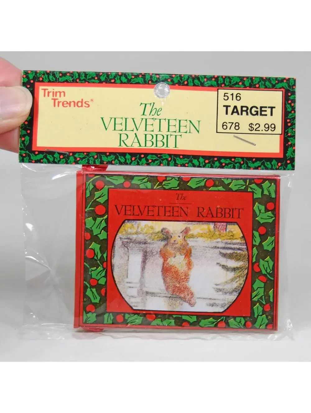 The Velveteen Rabbit Mini Book Christmas Ornament New in Package Vintage 1980s